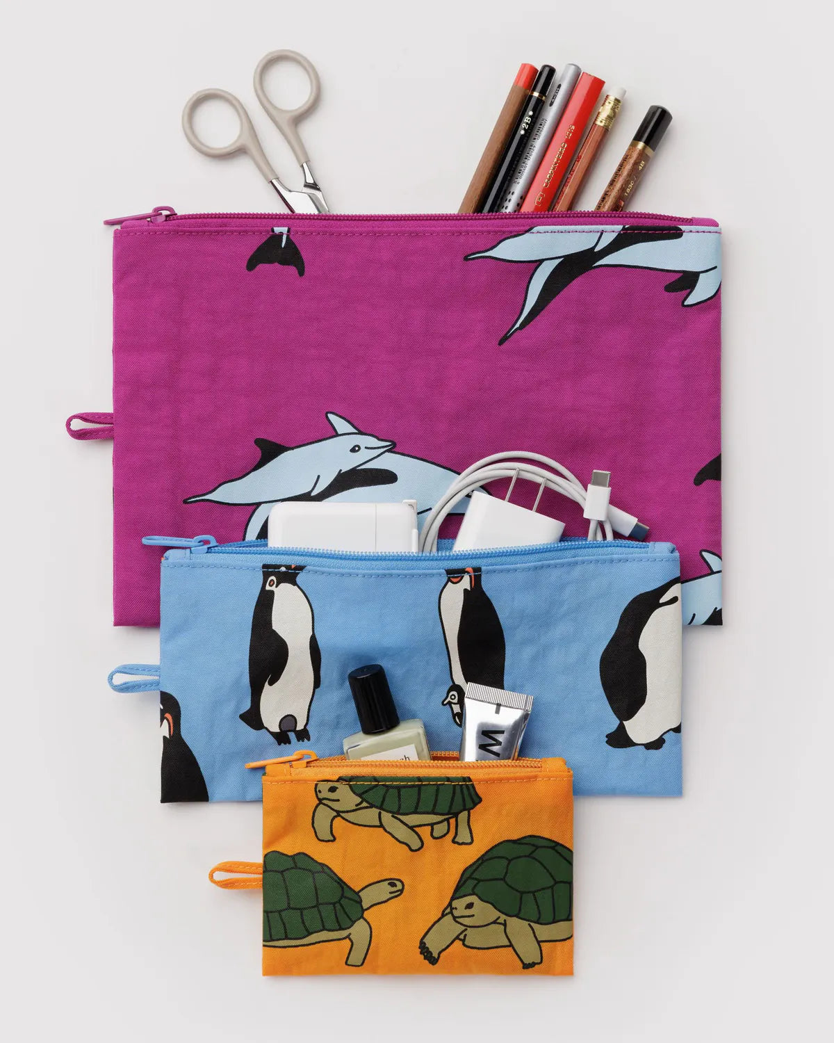 Baggu Fashion Flat Pouch Set | Vacation Animals