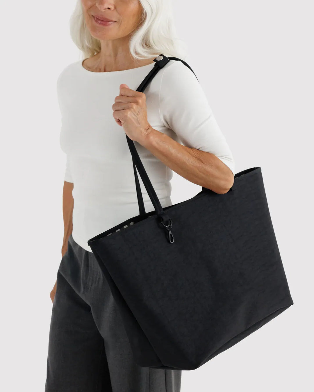 Baggu Fashion Large Nylon Reversible Tote | Black Mix
