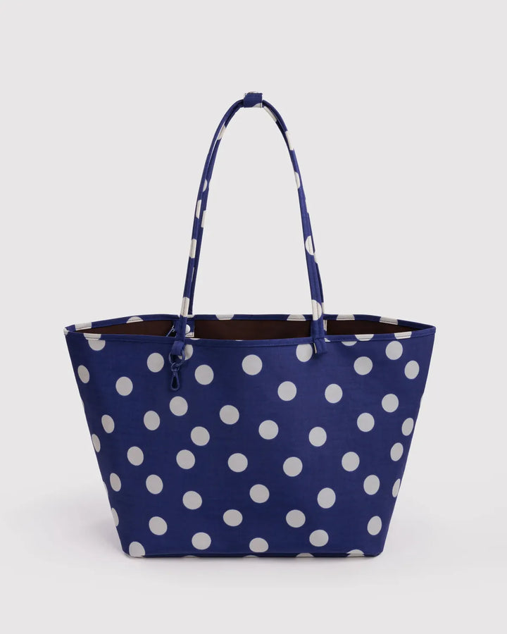 Baggu Fashion Large Nylon Reversible Tote | Navy Polka Dot Mix