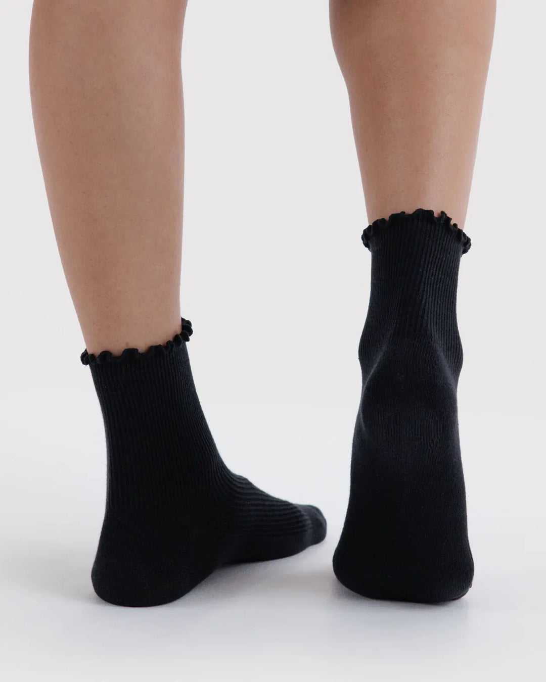 Baggu Fashion Lettuce Edge Sock Set of 2 | Black