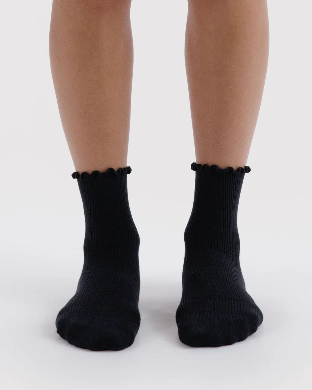 Baggu Fashion Lettuce Edge Sock Set of 2 | Black