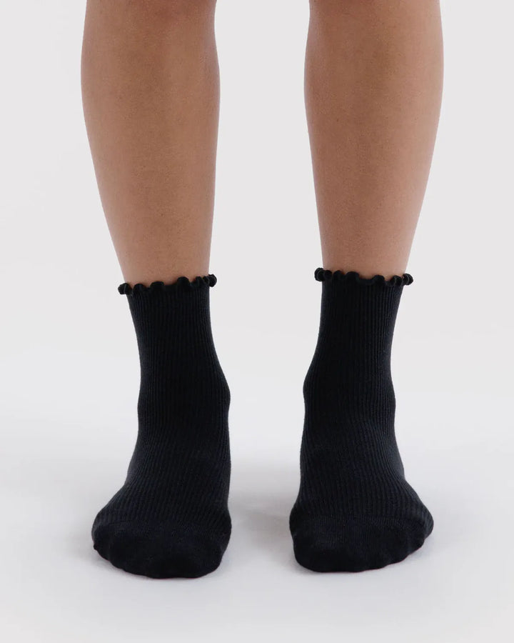 Baggu Fashion Lettuce Edge Sock Set of 2 | Black
