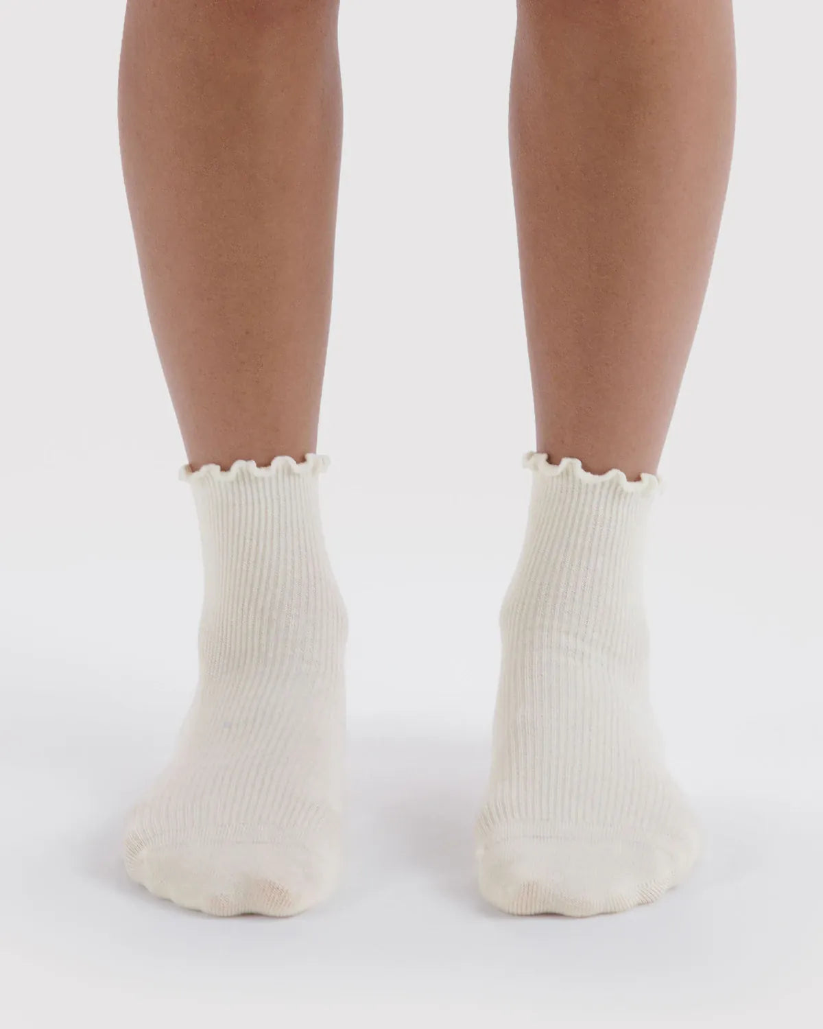 Baggu Fashion Lettuce Edge Sock Set of 2 | White
