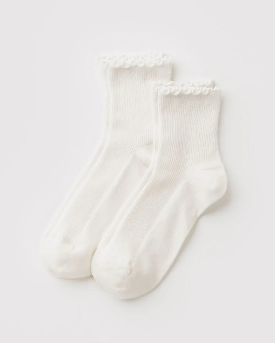 Baggu Fashion Lettuce Edge Sock Set of 2 | White