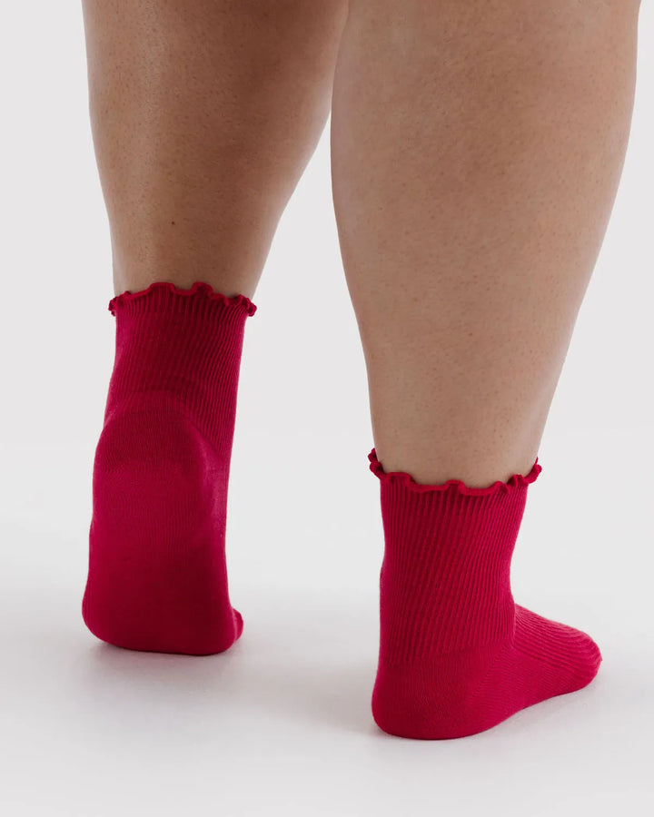 Baggu Fashion Lettuce Edge Sock Set of 2 | Wild Plum & Cherry