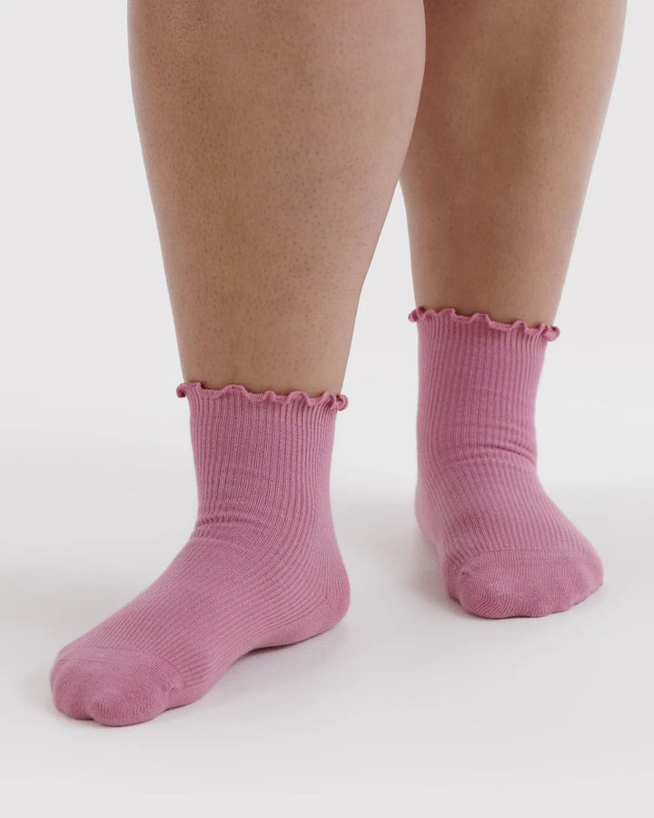 Baggu Fashion Lettuce Edge Sock Set of 2 | Wild Plum & Cherry