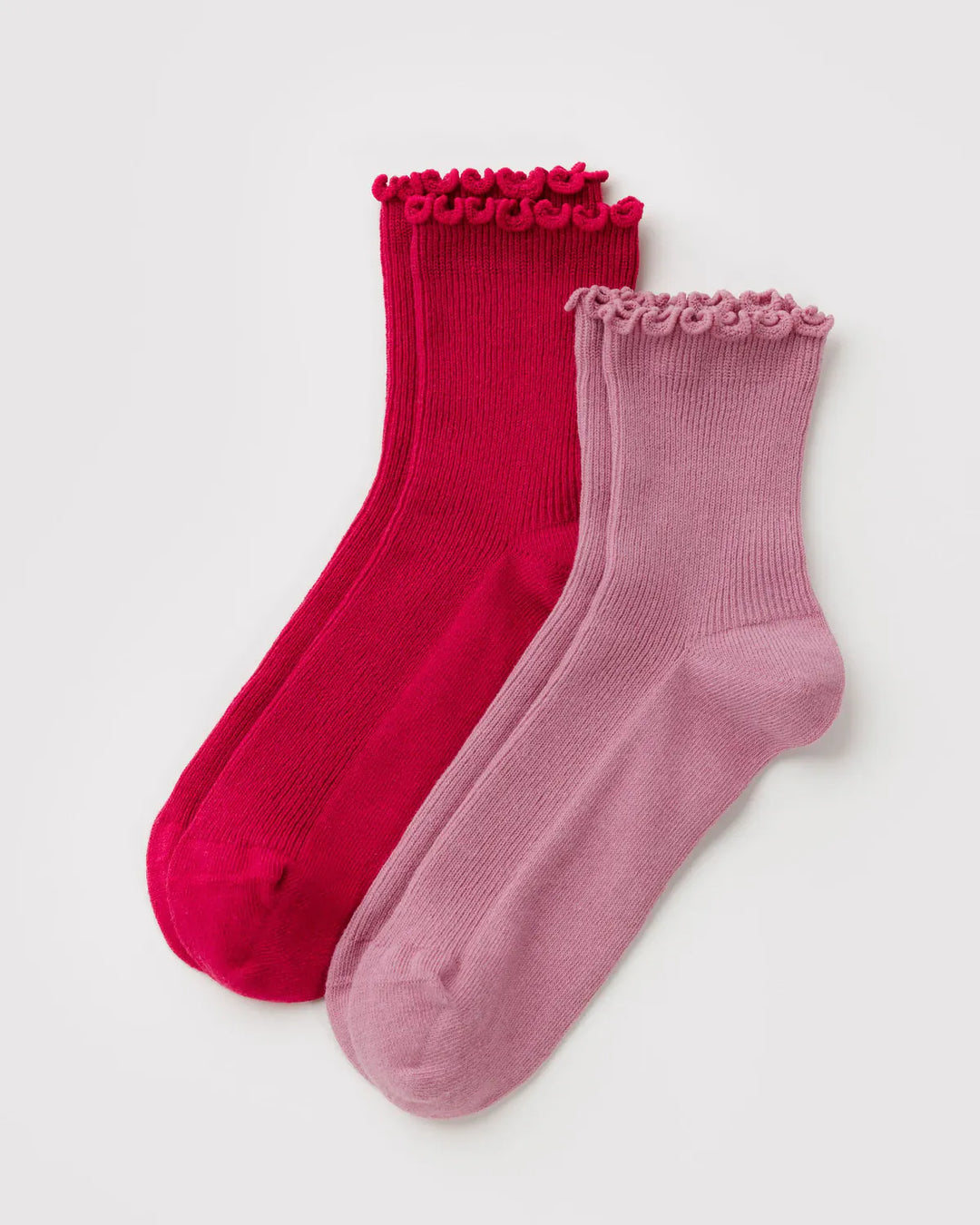 Baggu Fashion Lettuce Edge Sock Set of 2 | Wild Plum & Cherry