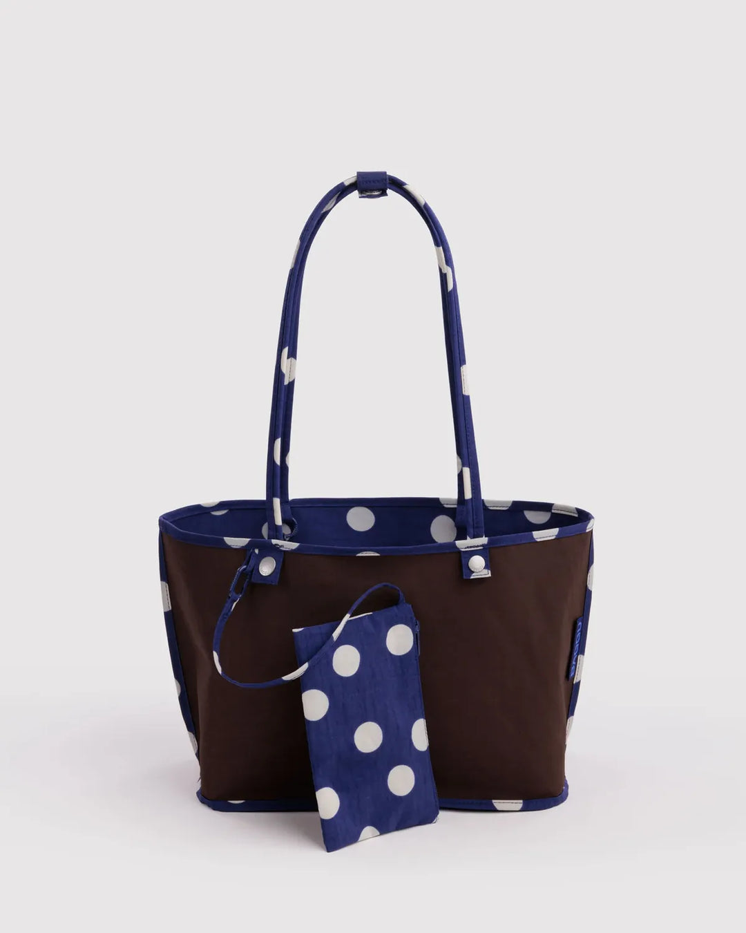 Baggu Fashion Medium Nylon Reversible Tote | Navy Polka Dot Mix