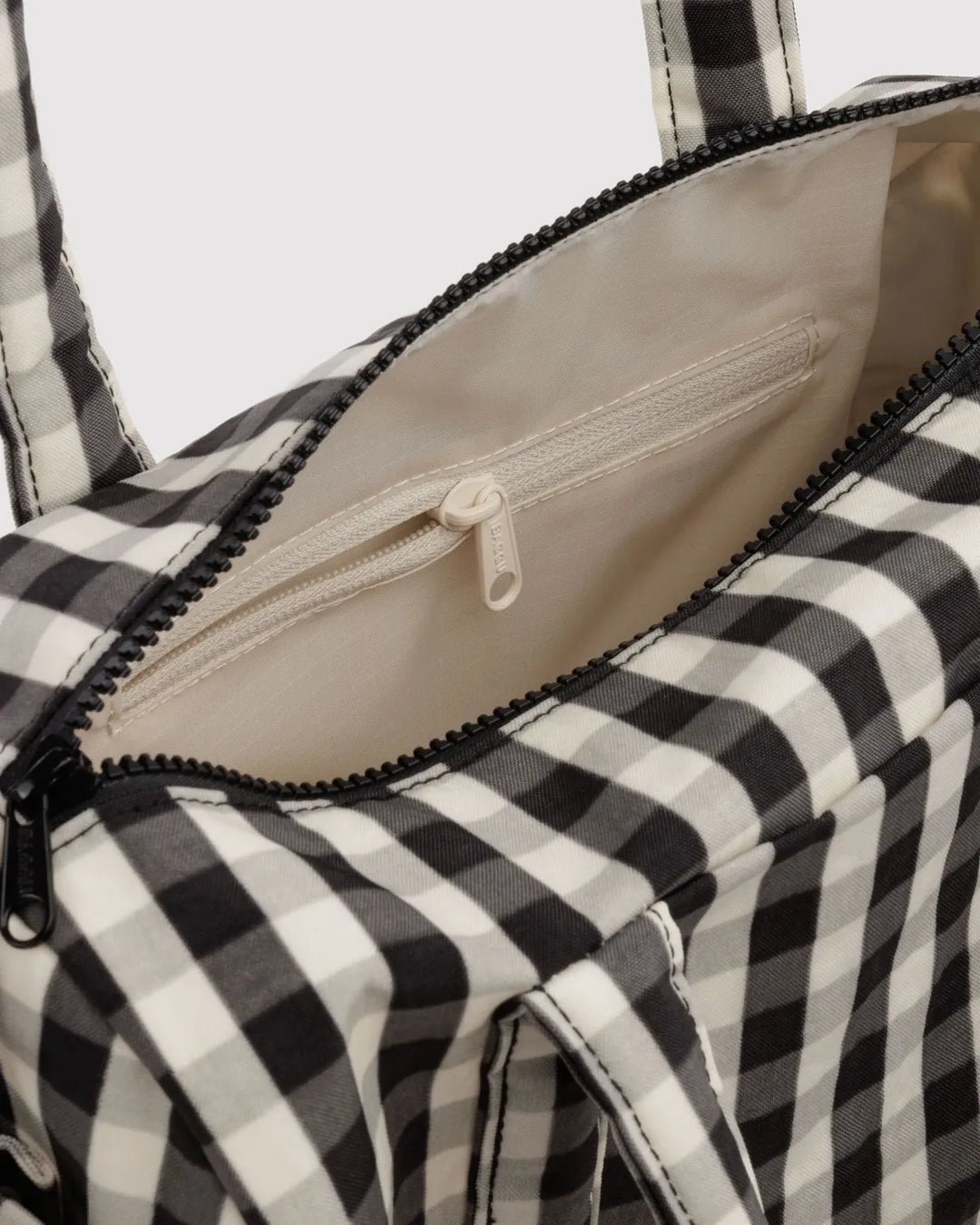 Baggu Fashion Nylon Duffle Bag | Black And Cream Gingham