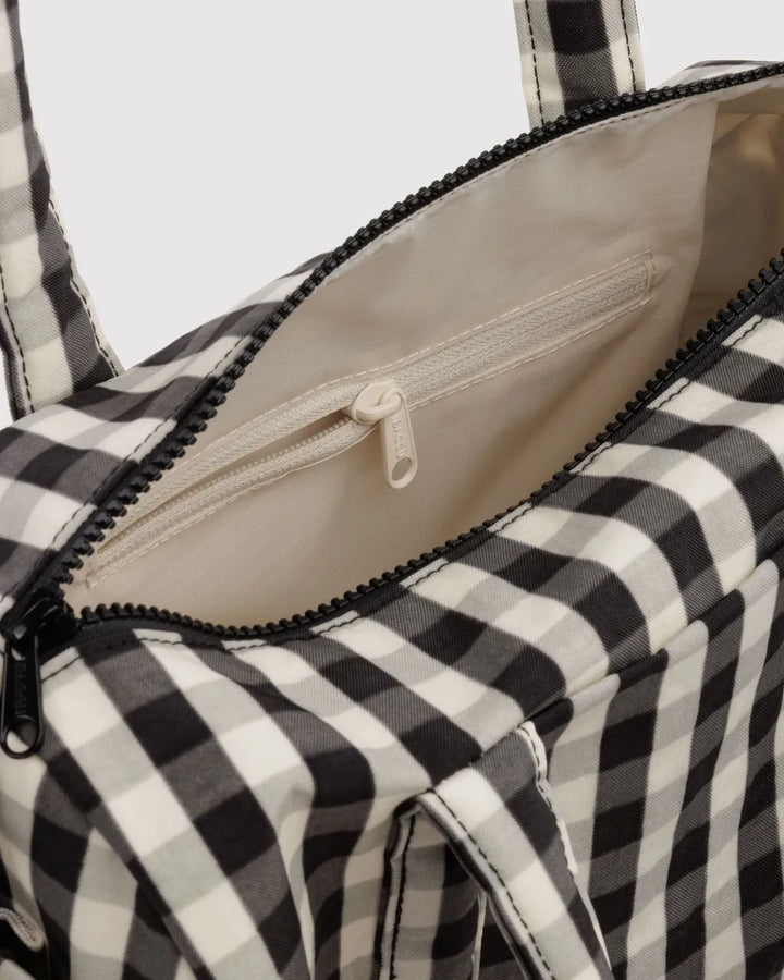 Baggu Fashion Nylon Duffle Bag | Black And Cream Gingham