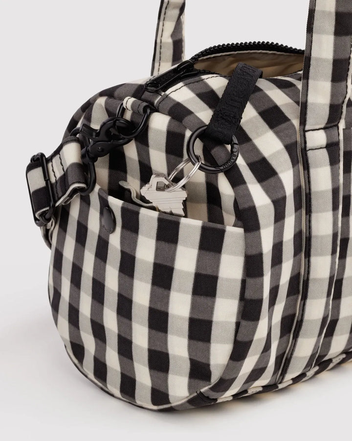 Baggu Fashion Nylon Duffle Bag | Black And Cream Gingham