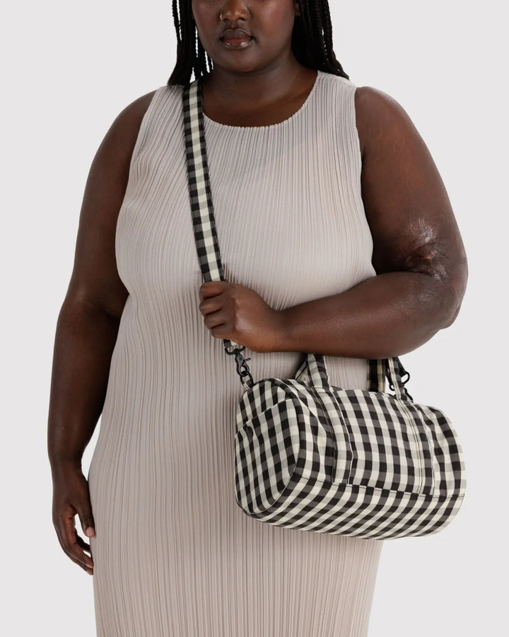 Baggu Fashion Nylon Duffle Bag | Black And Cream Gingham