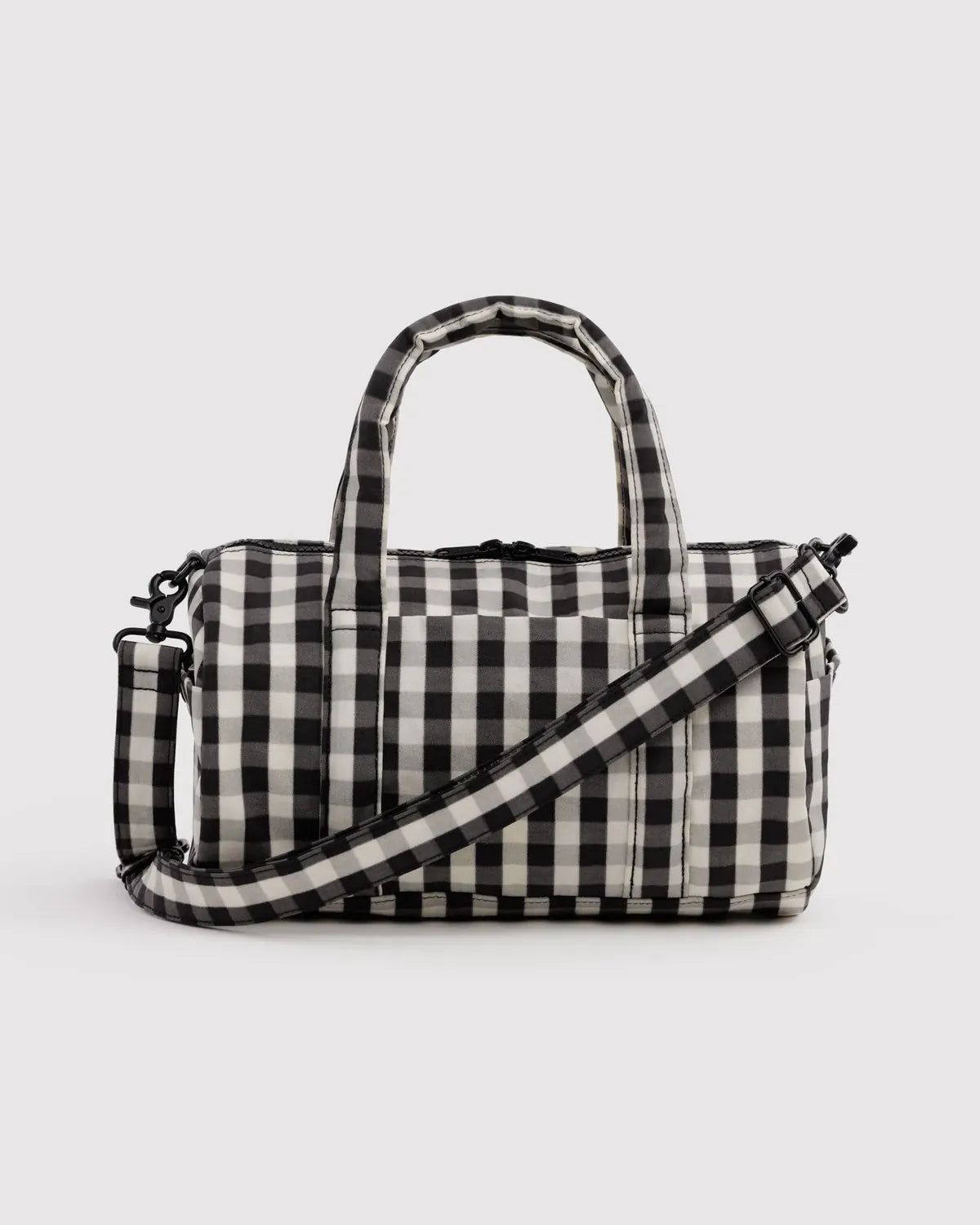 Baggu Fashion Nylon Duffle Bag | Black And Cream Gingham