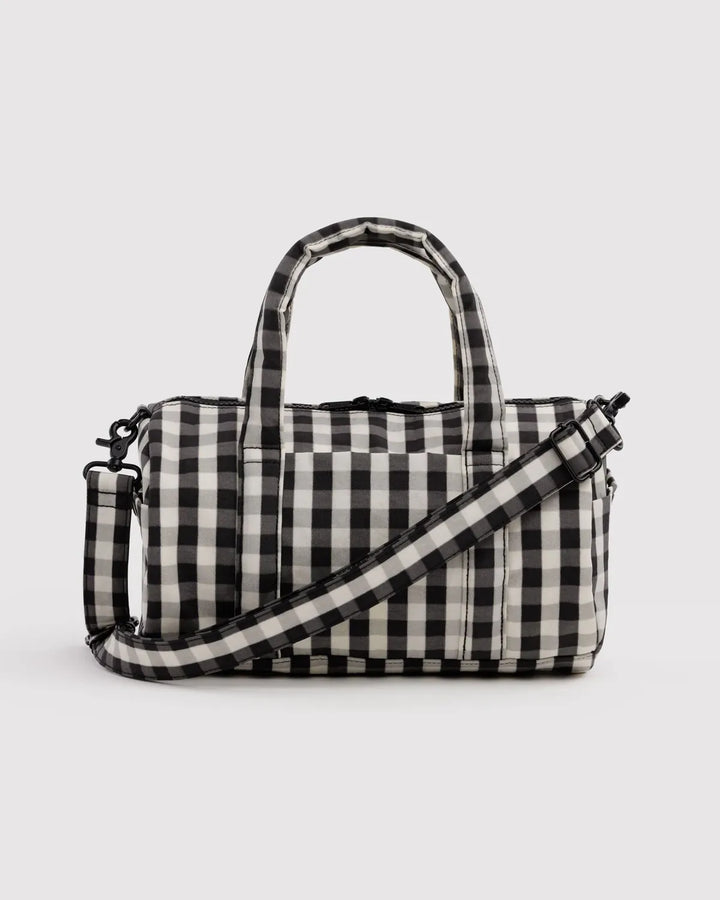 Baggu Fashion Nylon Duffle Bag | Black And Cream Gingham