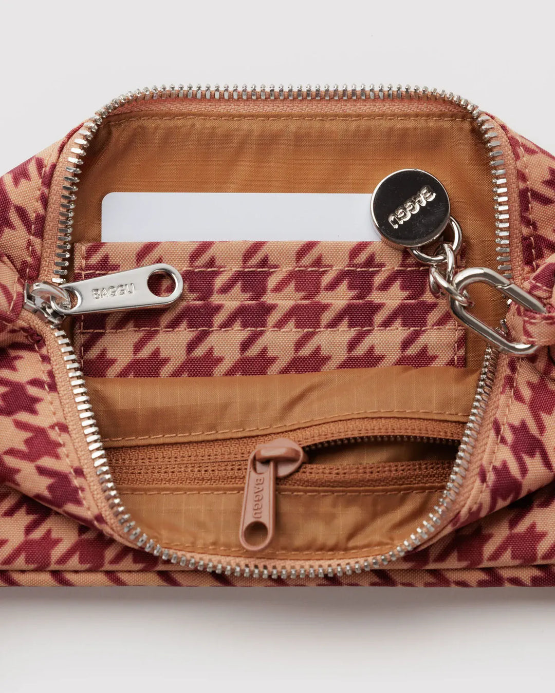 Baggu Fashion Nylon Pochette | Tan Houndstooth
