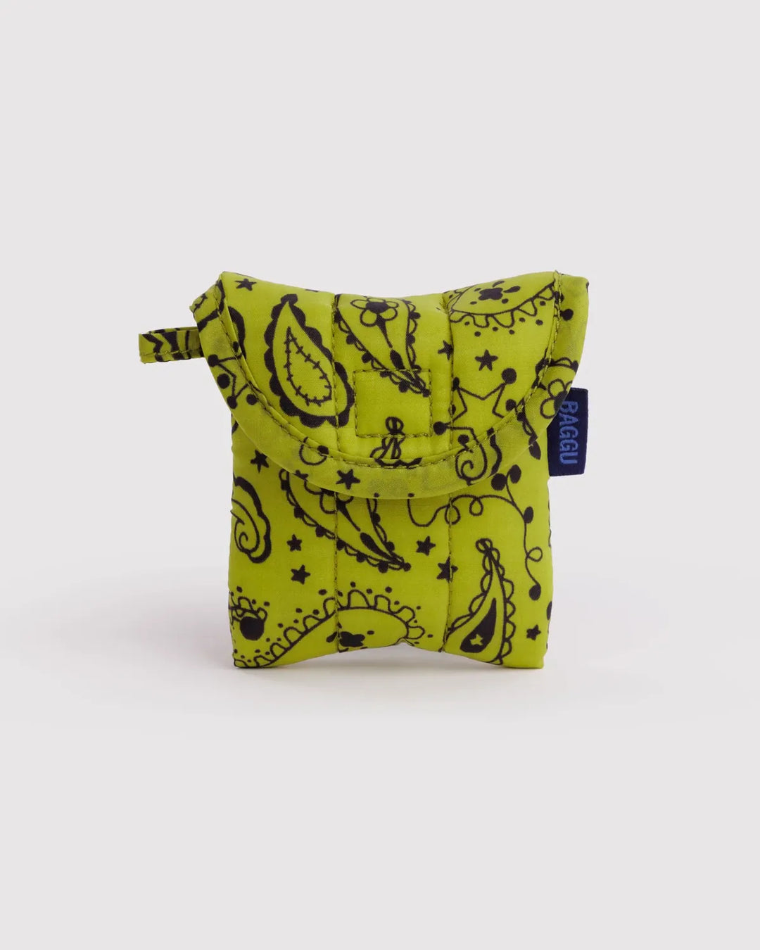 Baggu Fashion Puffy Earbuds Case | Chartreuse Paisley