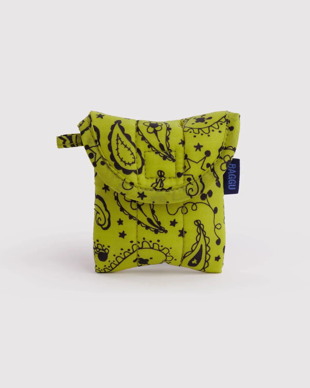 Baggu Fashion Puffy Earbuds Case | Chartreuse Paisley
