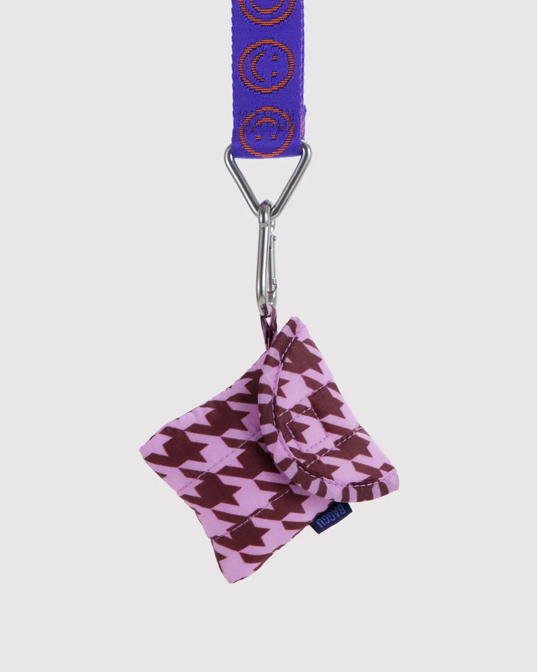 Baggu Fashion Puffy Earbuds Case | Pink Houndstooth