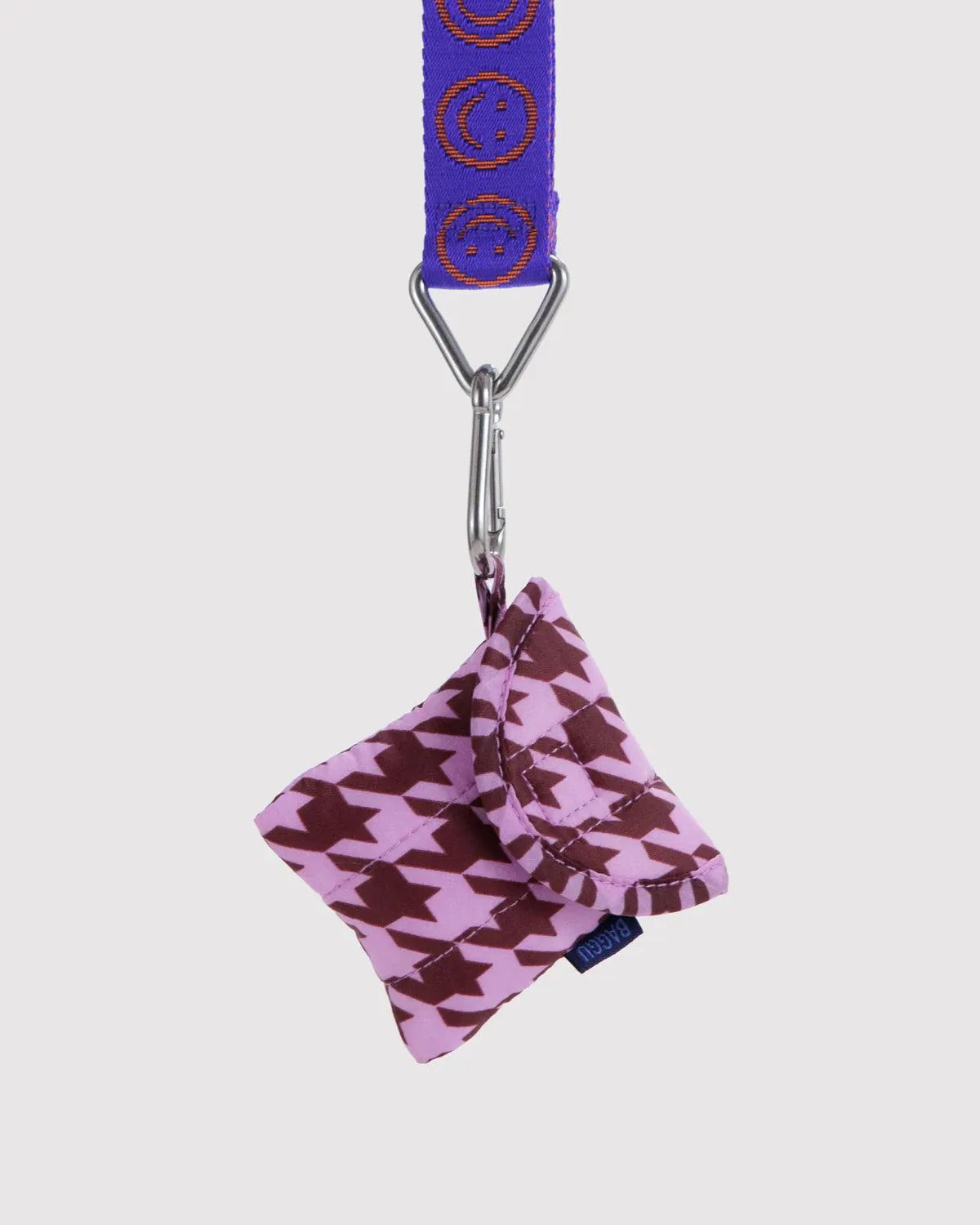 Baggu Fashion Puffy Earbuds Case | Pink Houndstooth