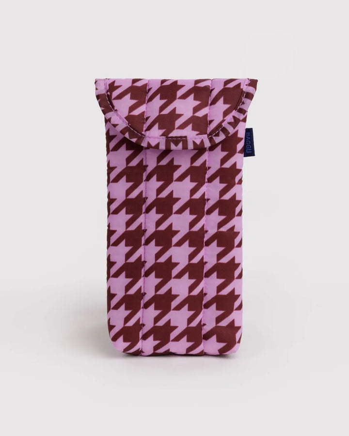 Baggu Fashion Puffy Glasses Sleeve | Pink Houndstooth