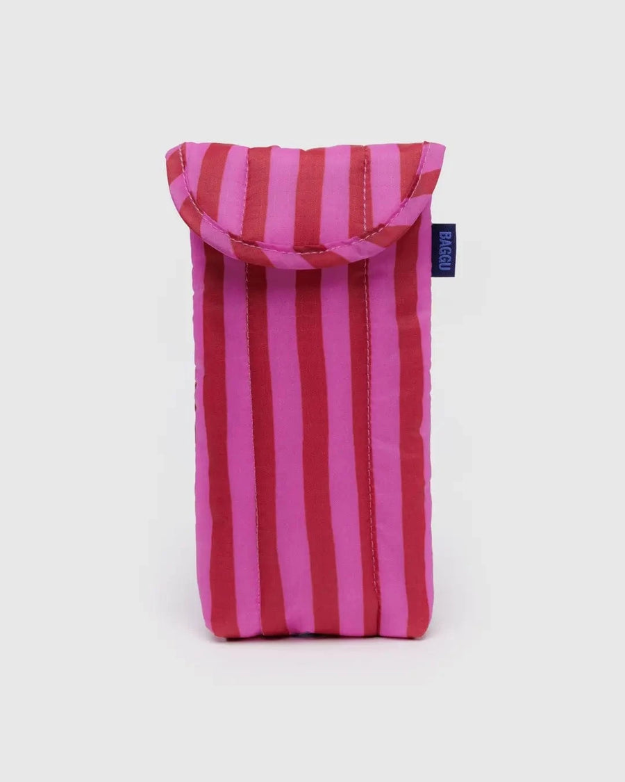 Baggu Fashion Puffy Glasses Sleeve | Pink & Red Painted Stripe