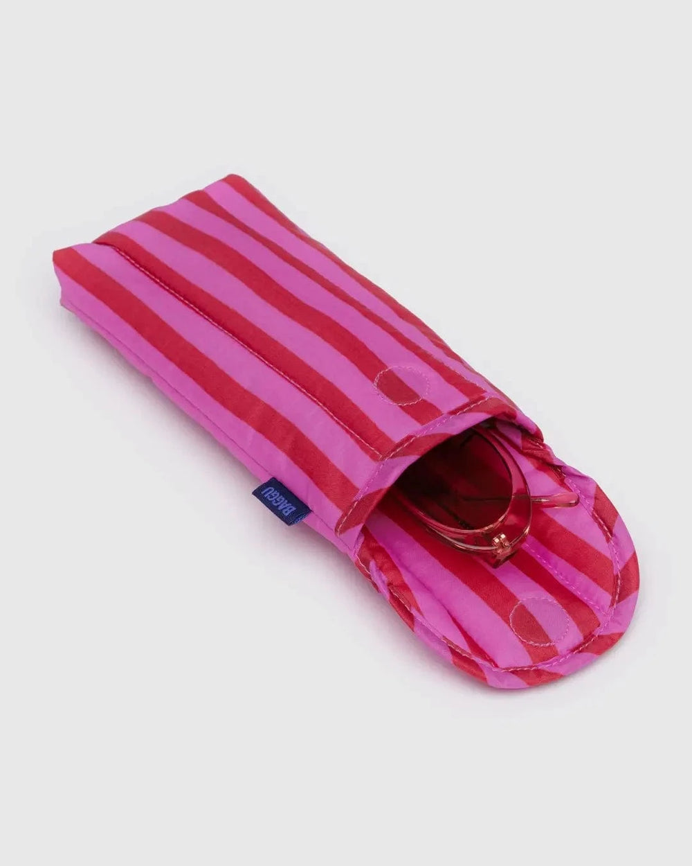 Baggu Fashion Puffy Glasses Sleeve | Pink & Red Painted Stripe