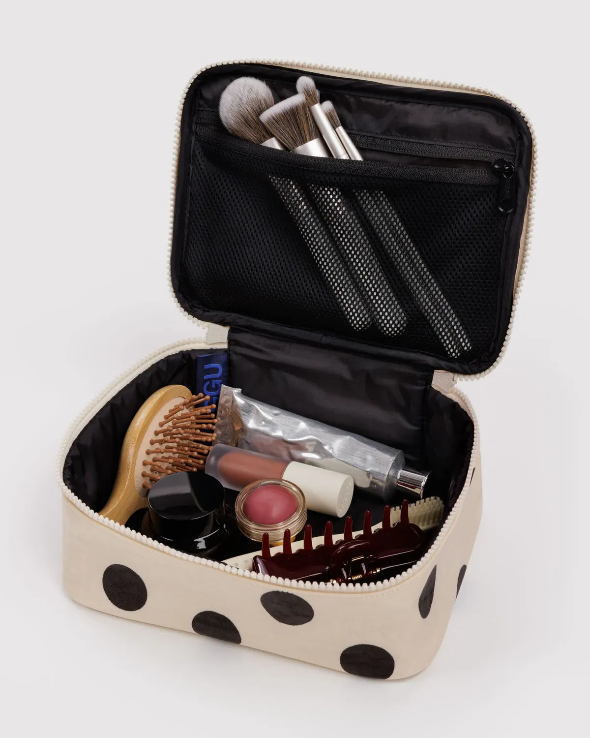 Baggu Fashion Small Cosmetic Case | Cream and Black Polka Dot