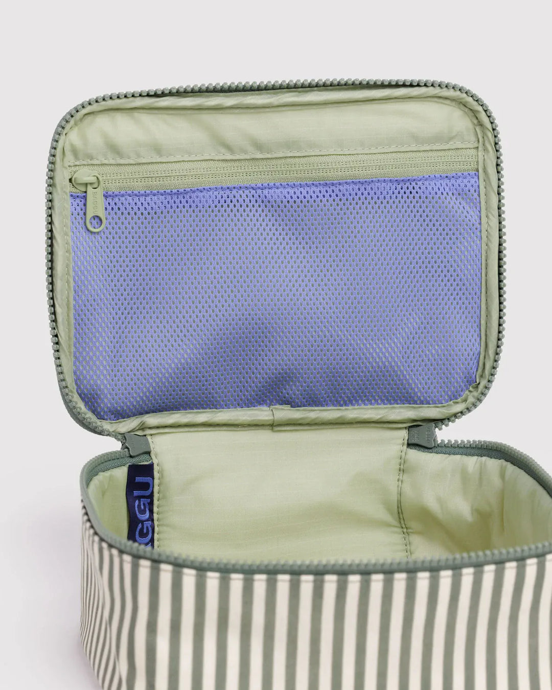 Baggu Fashion Small Cosmetic Case | Sage Stripe