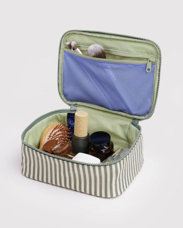 Baggu Fashion Small Cosmetic Case | Sage Stripe