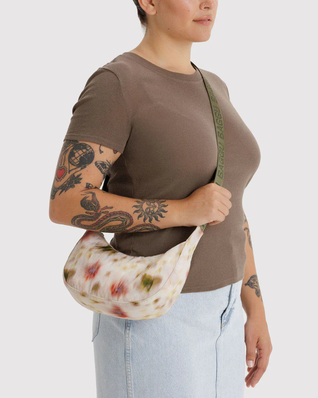 Baggu Fashion Small Nylon Crescent Bag | Abstract Floral