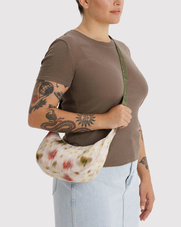 Baggu Fashion Small Nylon Crescent Bag | Abstract Floral