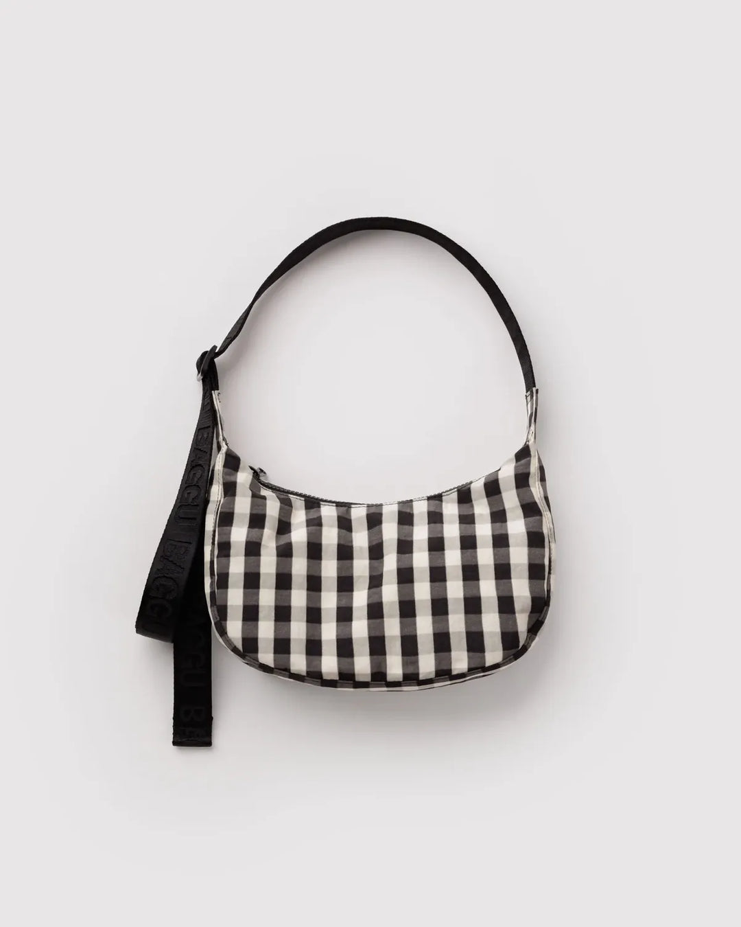 Baggu Fashion Small Nylon Crescent Bag | Black And Cream Gingham