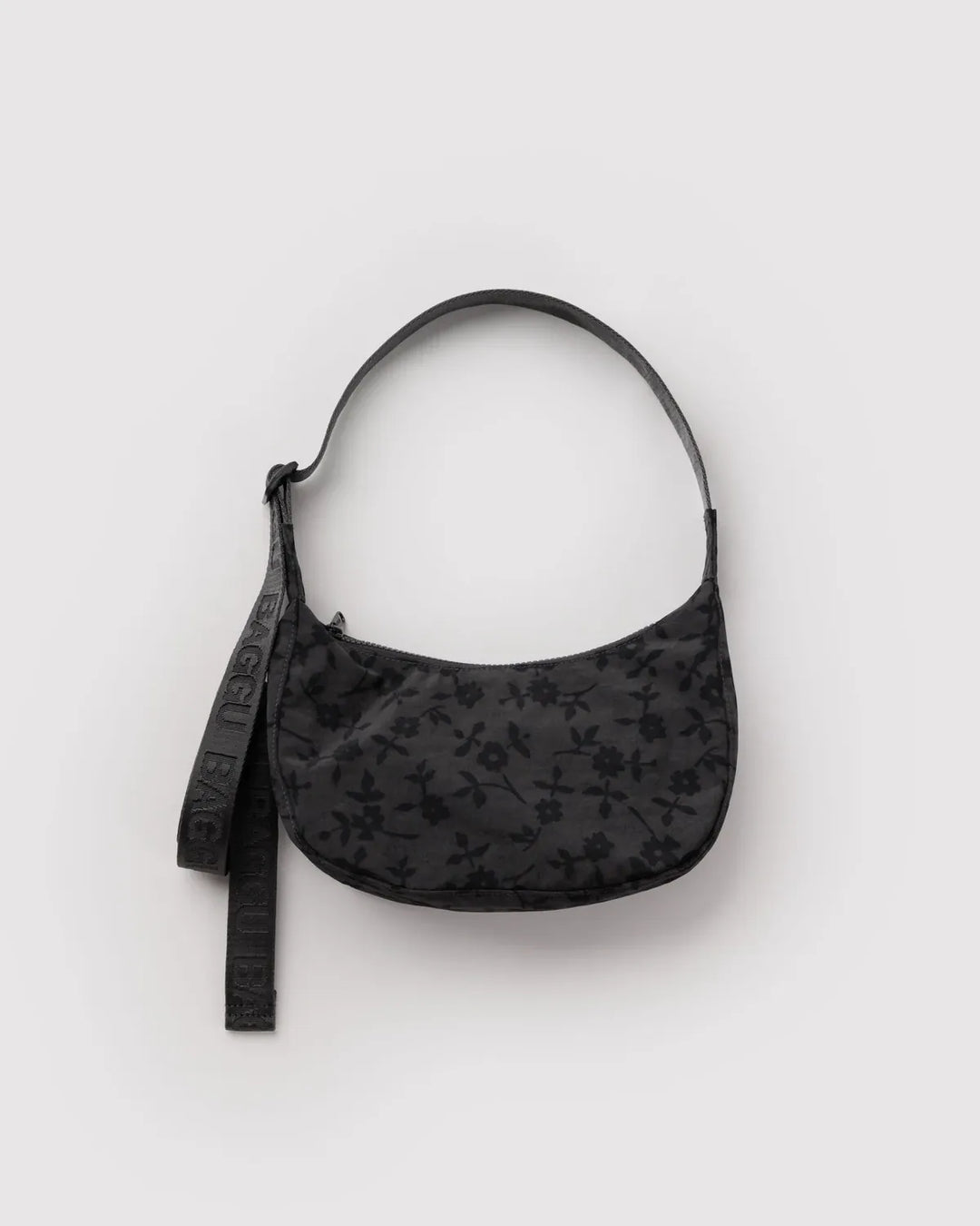 Baggu Fashion Small Nylon Crescent Bag | Charcoal Ditsy Floral