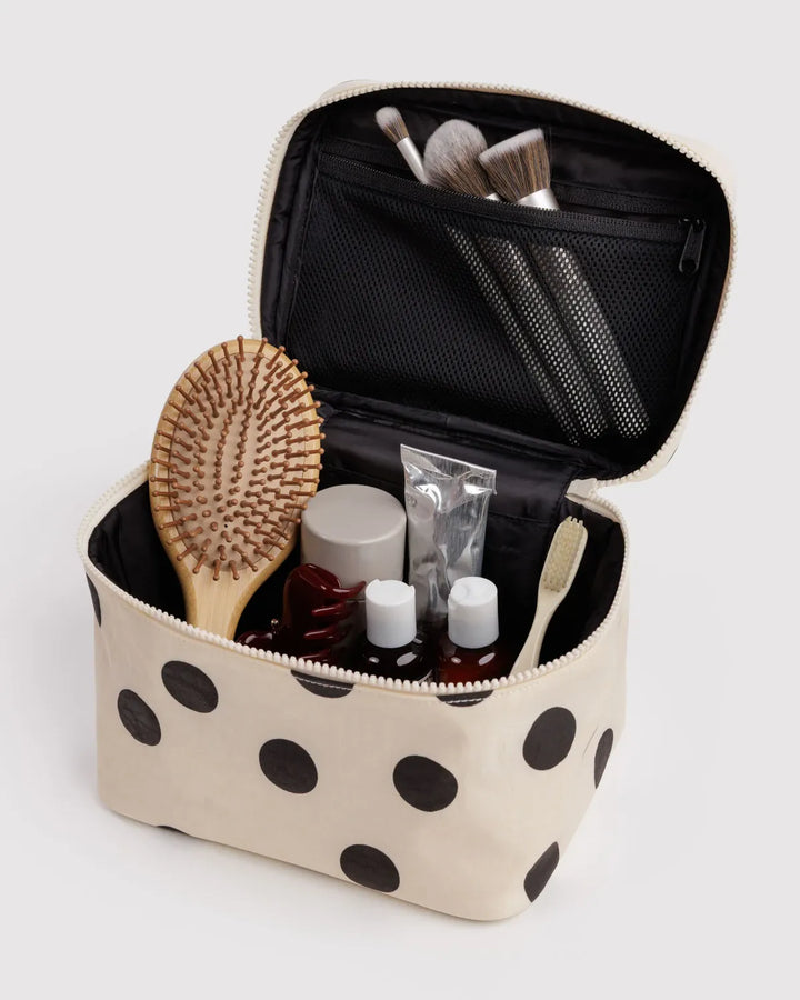 Baggu Gifts Large Cosmetic Case | Cream and Black Polka Dot