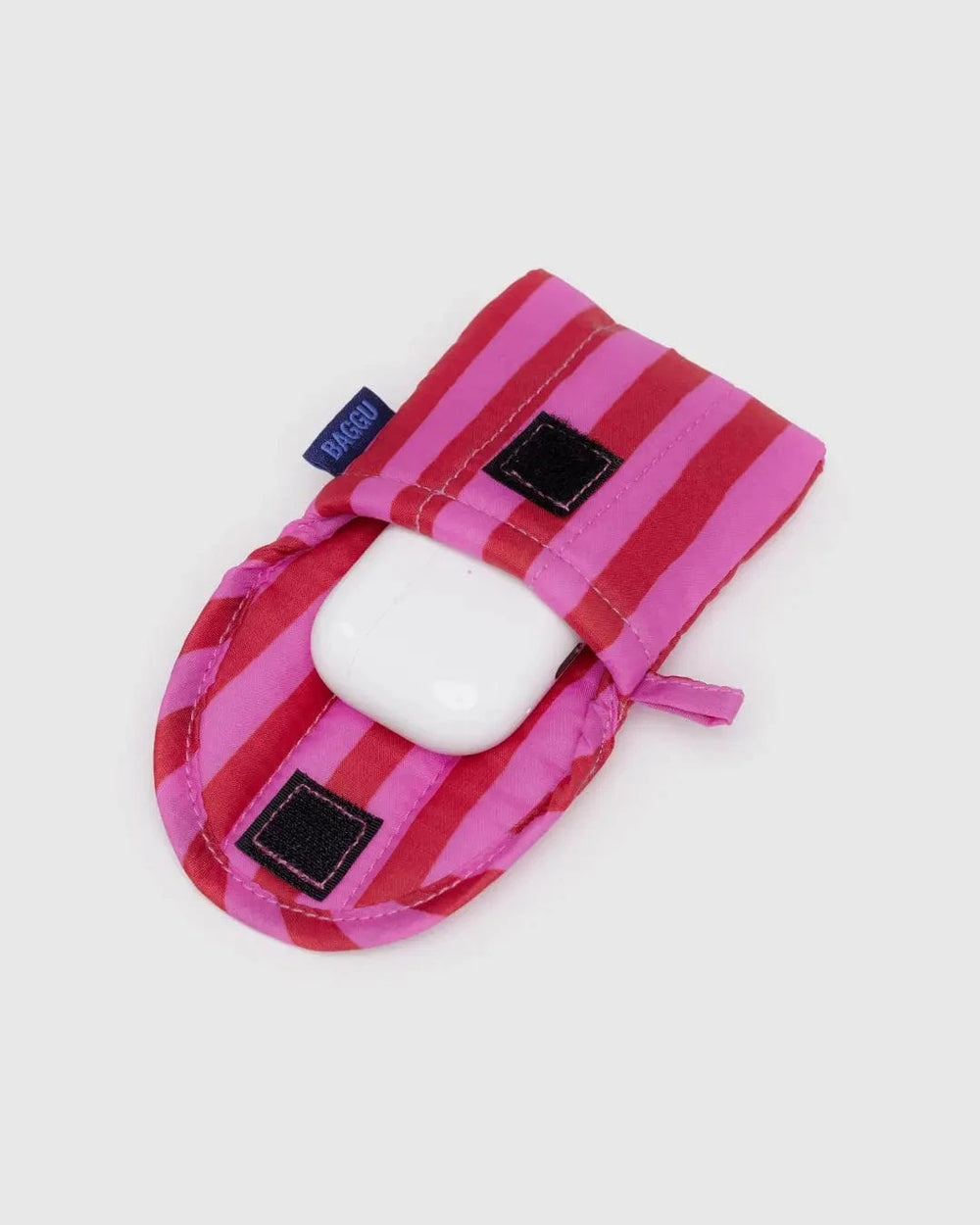 Baggu Gifts Puffy Earbuds Case | Pink & Red Painted Stripe