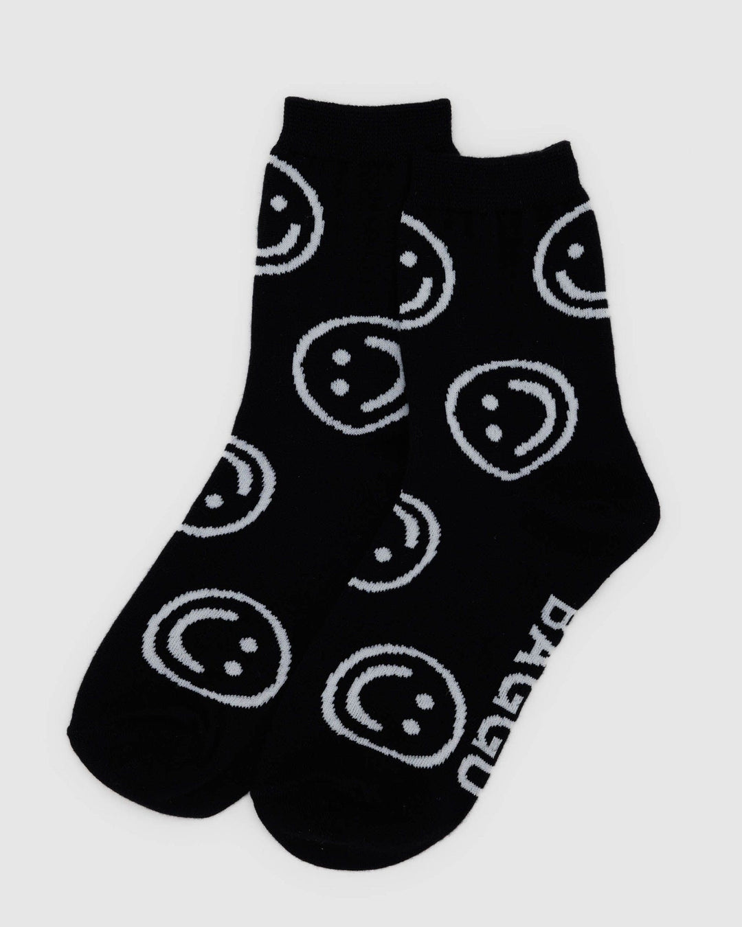 Baggu Socks Black Happy / OS Crew Sock