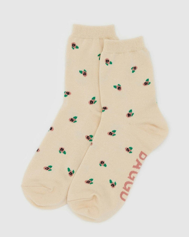 Baggu Socks Cream Rosette / OS Crew Sock