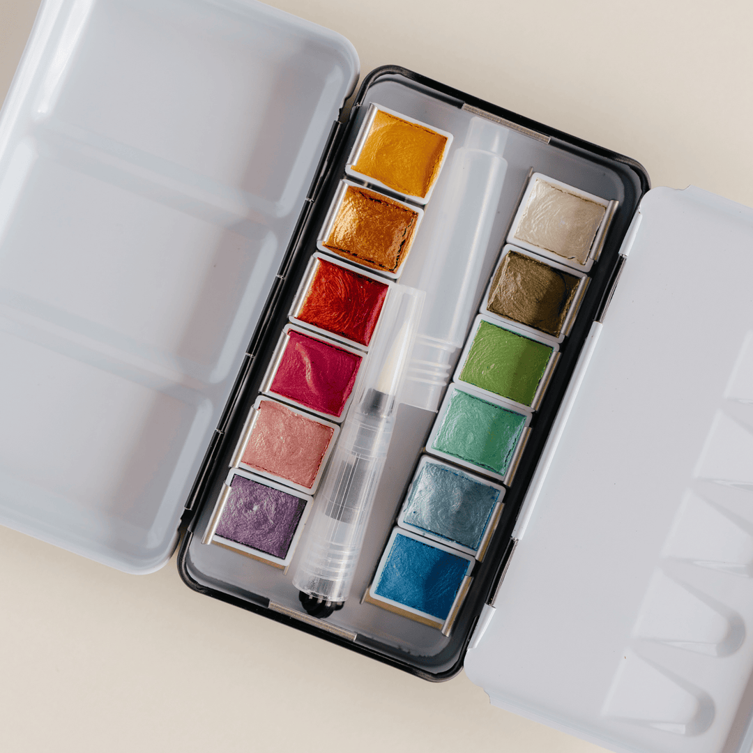 Bailey Rae Studio Gifts 12 Color Travel Metallic Watercolor Paint Palette