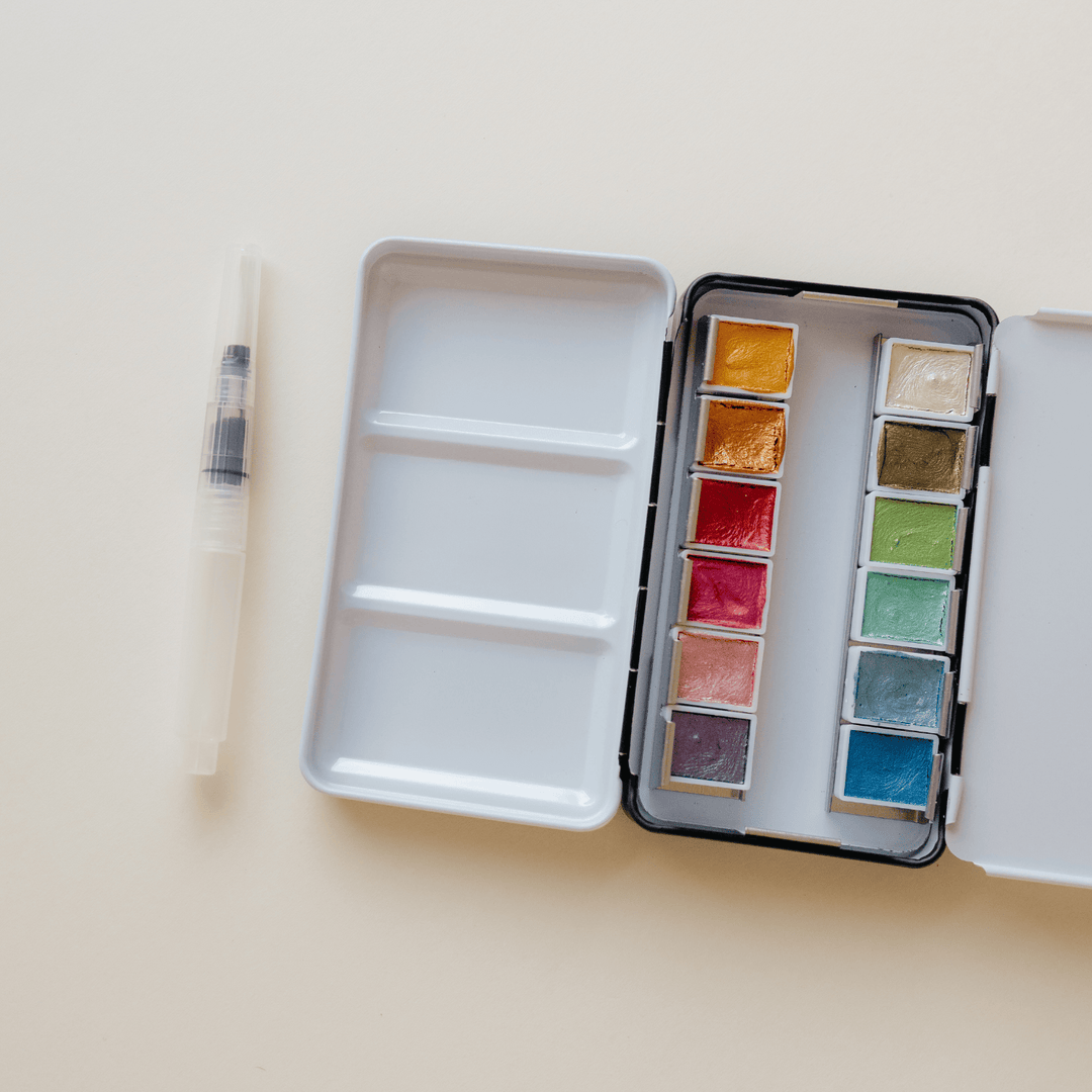 Bailey Rae Studio Gifts 12 Color Travel Metallic Watercolor Paint Palette