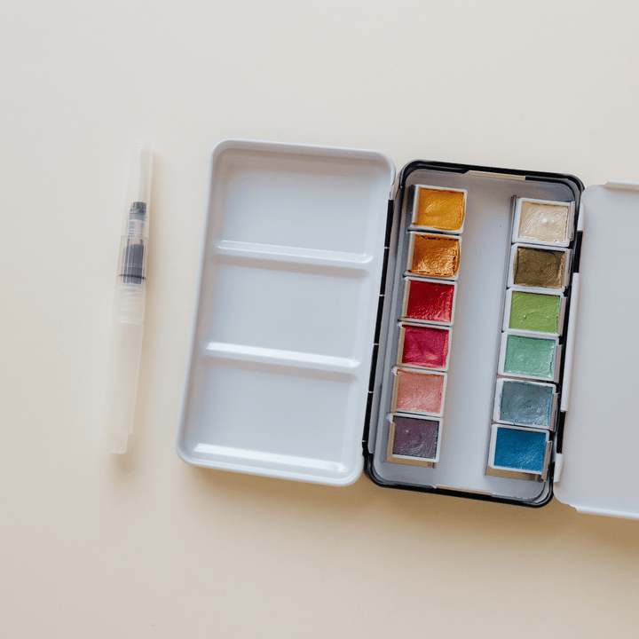 Bailey Rae Studio Gifts 12 Color Travel Metallic Watercolor Paint Palette