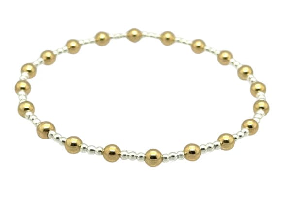 bara boheme Bracelet 2 Tone - Gold Filled + Sterling Silver "Angelina" Ball Beaded Bracelet