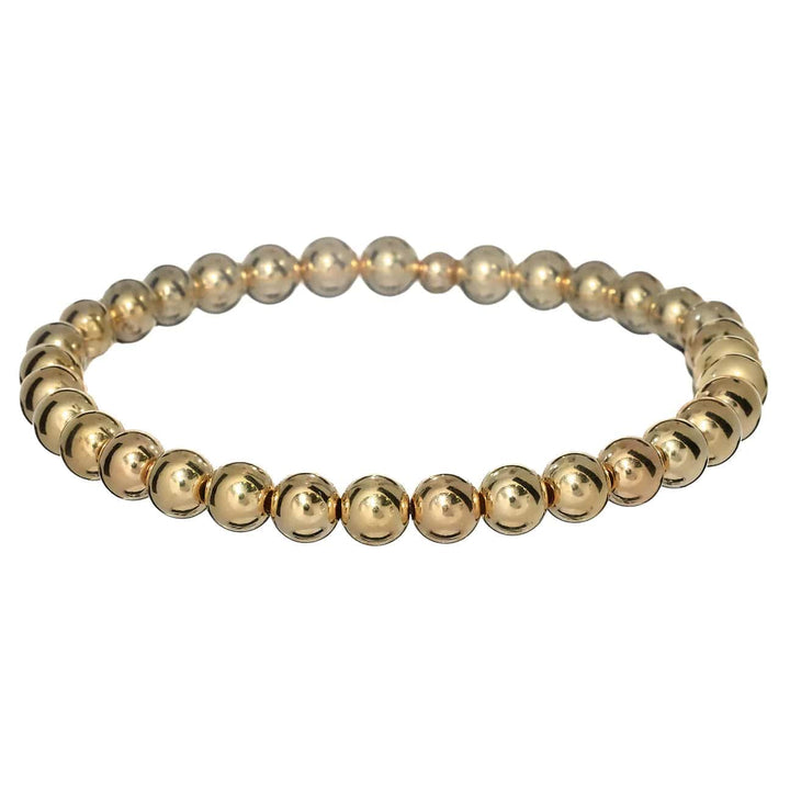 bara boheme Bracelet Gold Filled / Stretchy 7" 6mm Classic Ball Bead Bracelet