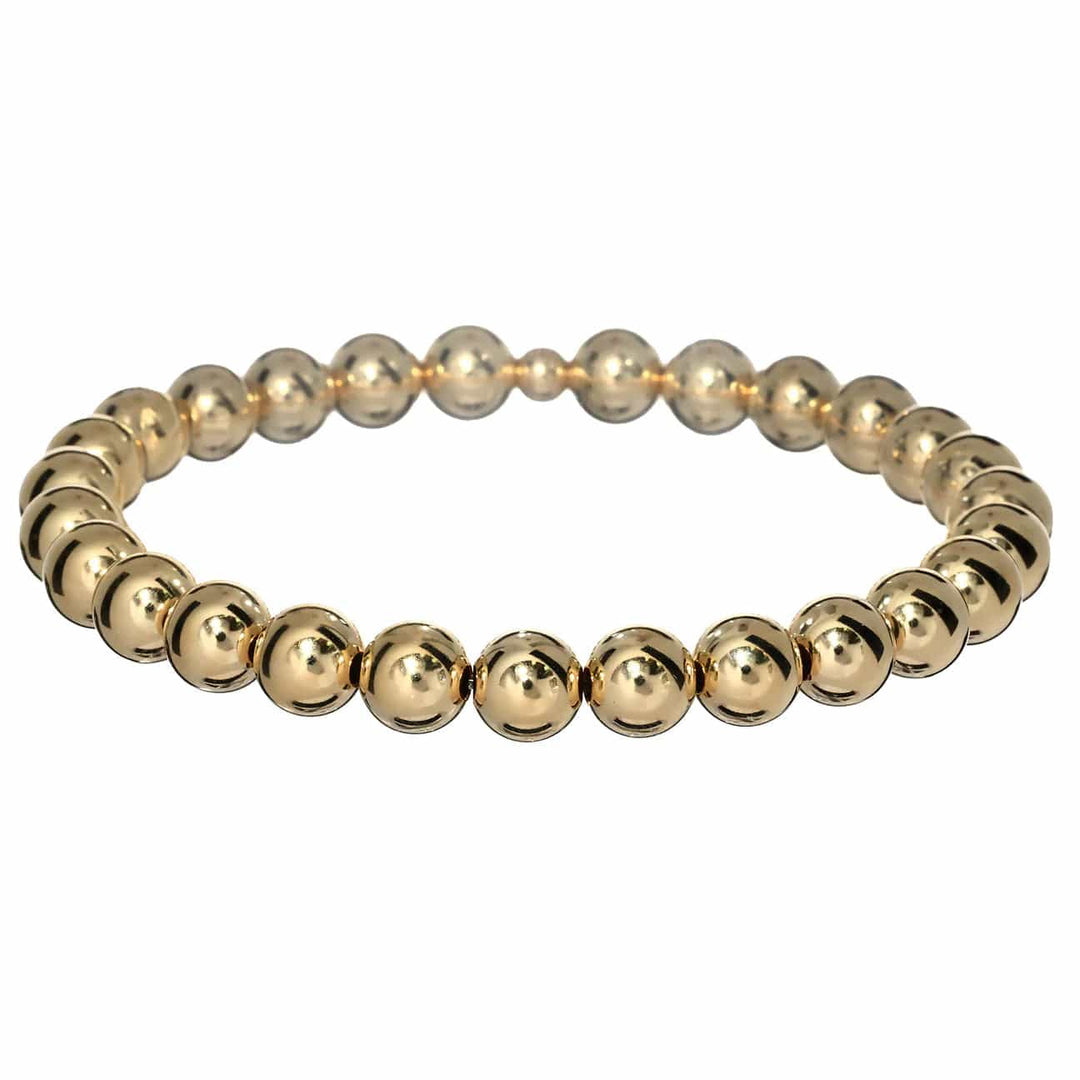 bara boheme Bracelet Gold Filled / Stretchy 7" 7mm Classic Ball Bead Bracelet