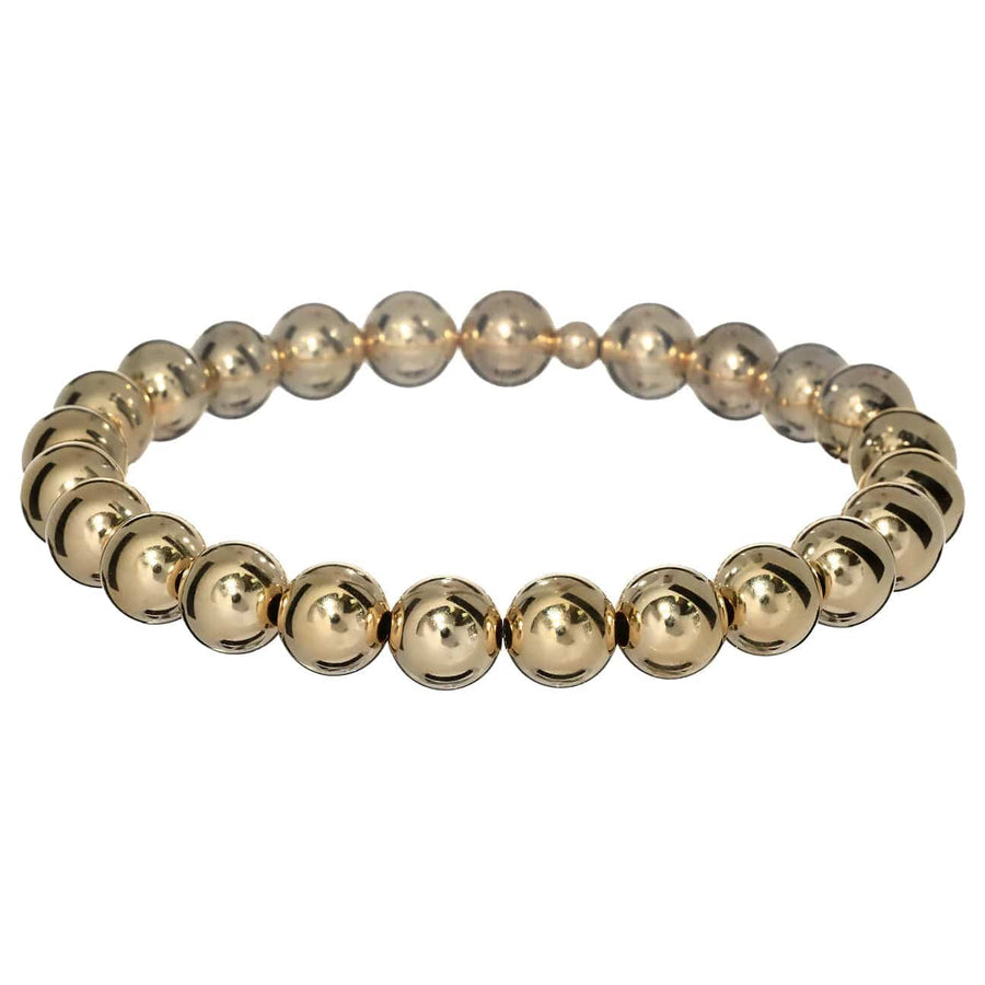 bara boheme Bracelet Gold Filled / Stretchy 7" 8mm Classic Ball Bead Bracelet