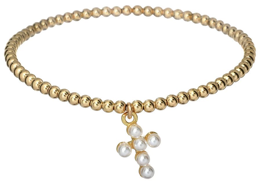 bara boheme Bracelet "Rachel" Pearl Cross Ball Bead Bracelet