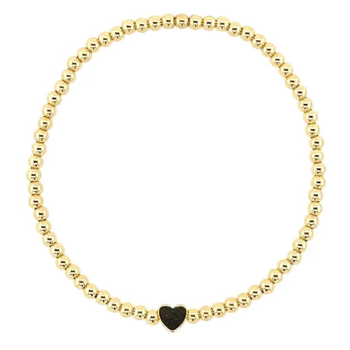 bara boheme Bracelet Solid Heart Charm with Gold Filled Beads Bracelet