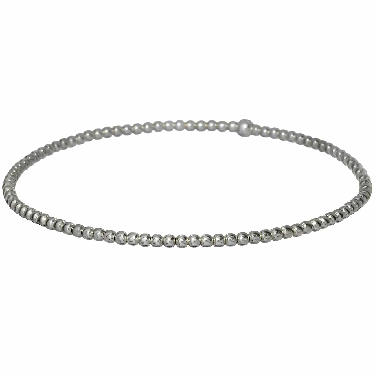 bara boheme Bracelet Sterling Silver / Stretchy 7" 2mm Classic Ball Bead Bracelet