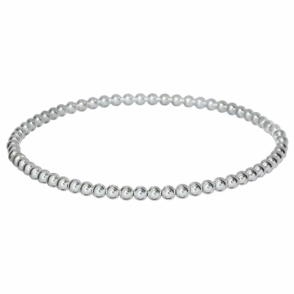 bara boheme Bracelet Sterling Silver / Stretchy 7" 3mm Classic Ball Bead Bracelet