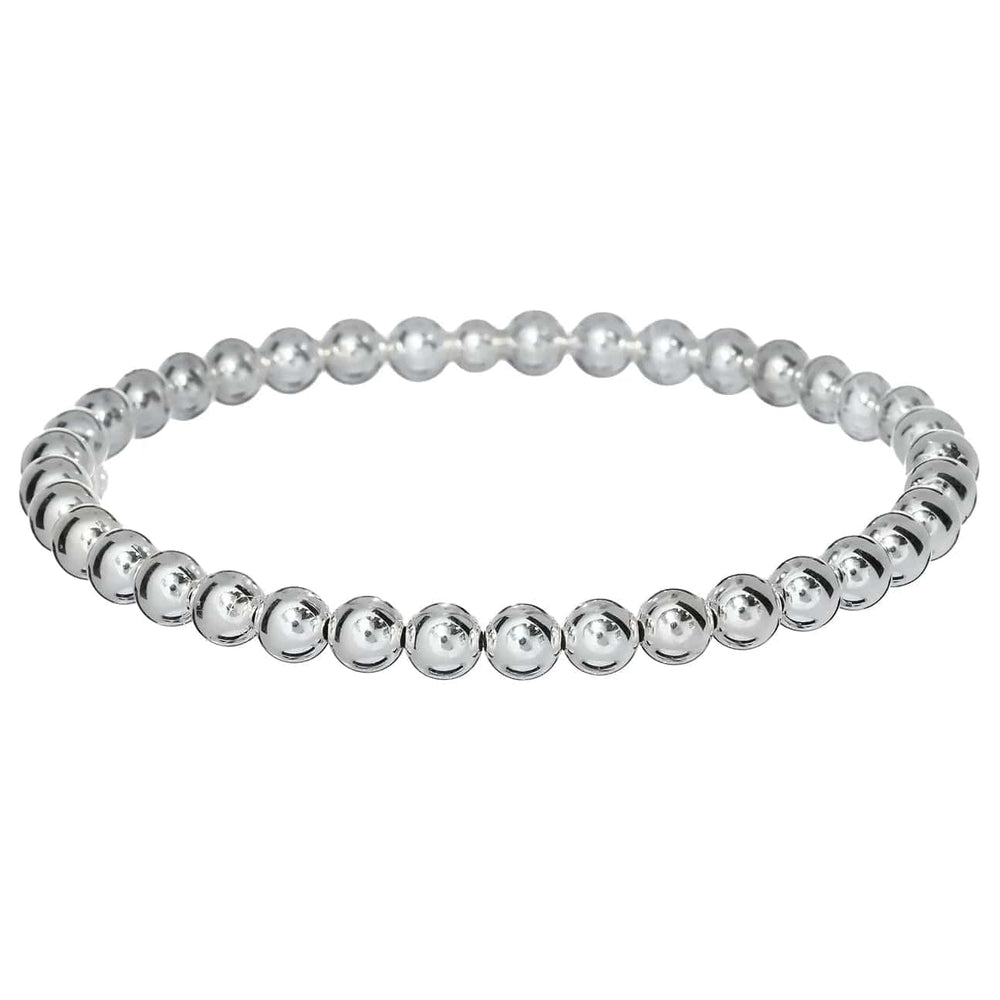 bara boheme Bracelet Sterling Silver / Stretchy 7" 5mm Classic Ball Bead Bracelet