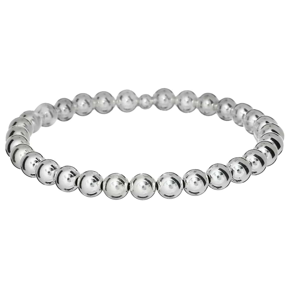 bara boheme Bracelet Sterling Silver / Stretchy 7" 6mm Classic Ball Bead Bracelet